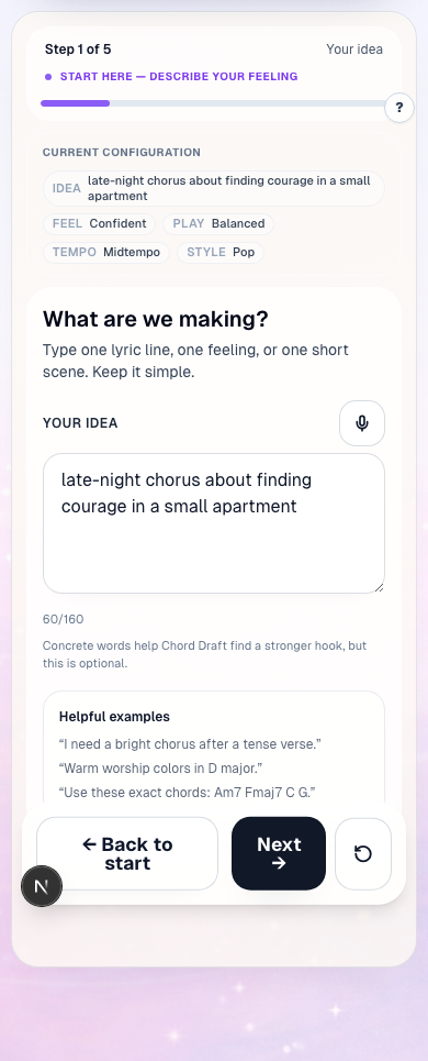 Create wizard on mobile.
